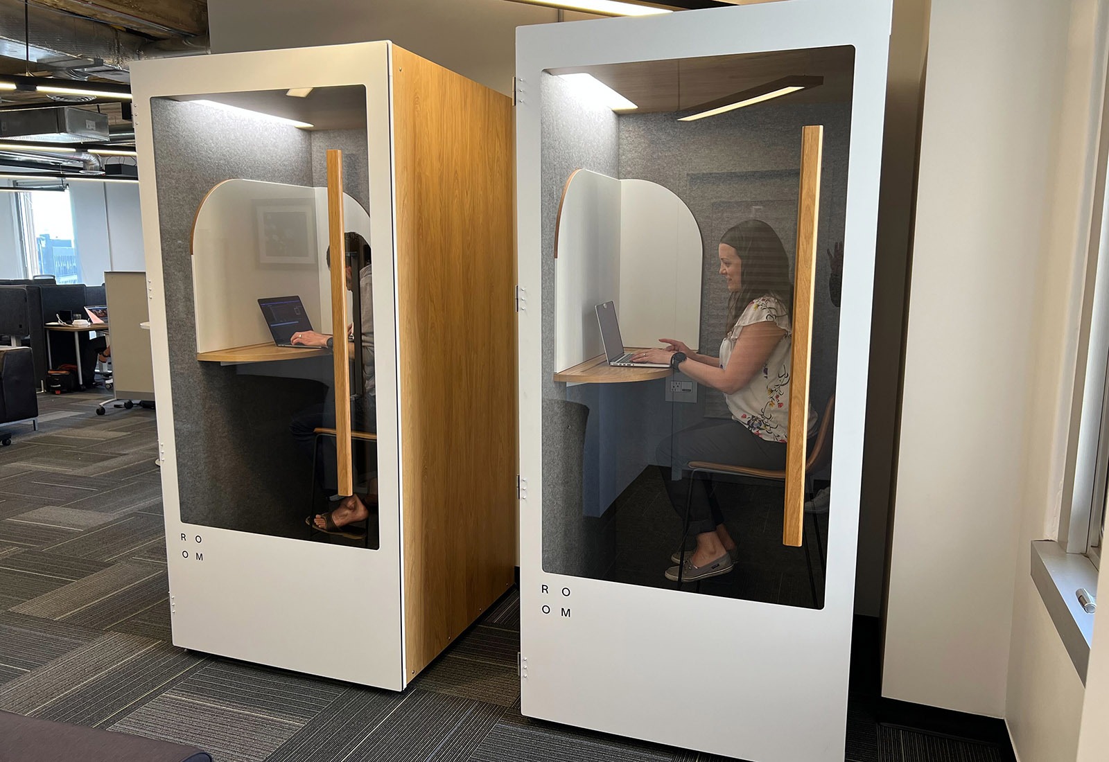 Community members working in our ROOM call booths